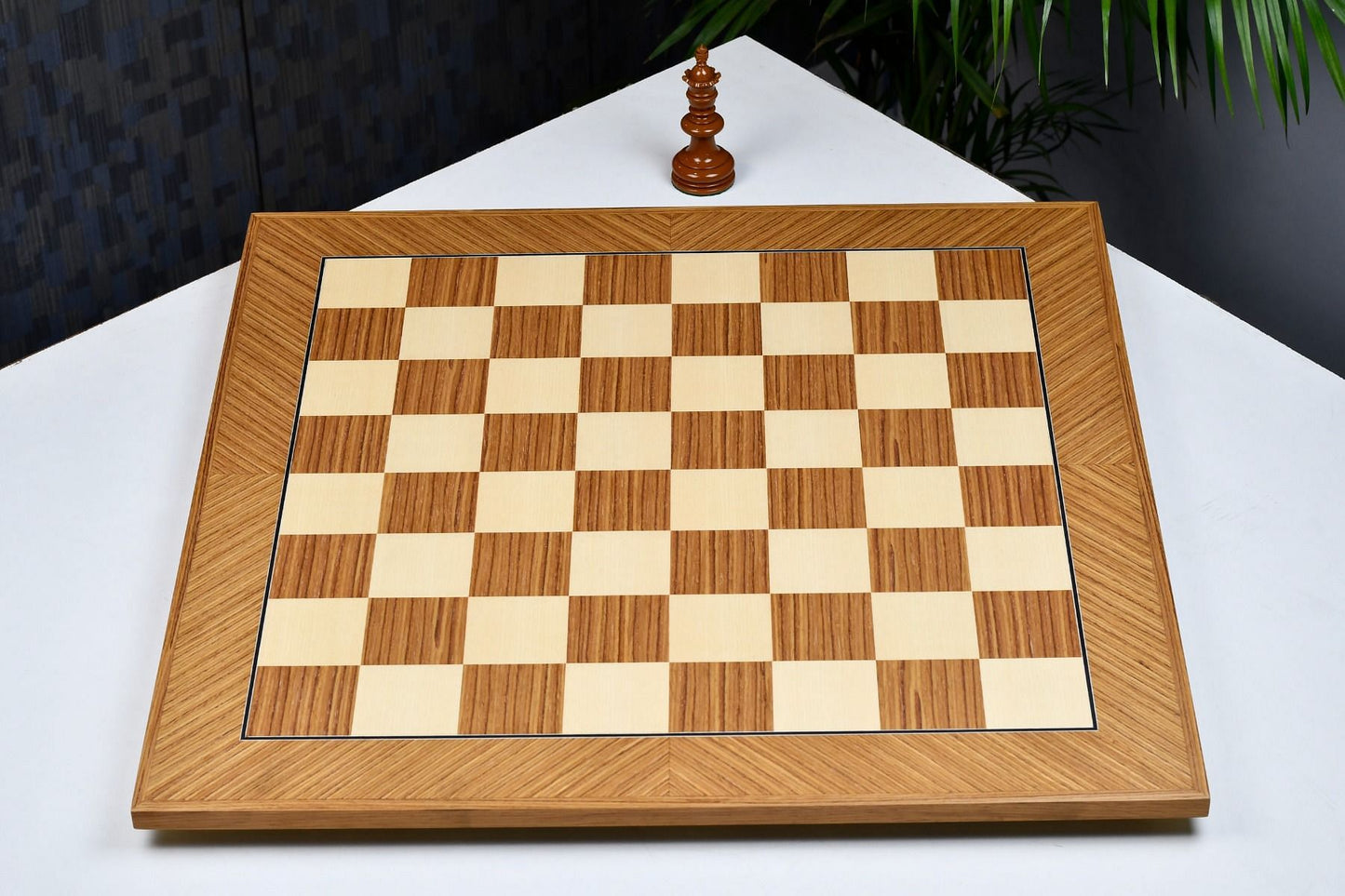 Deluxe Teak & Sycamore Matte Finish Chess Board 22" - 55 mm