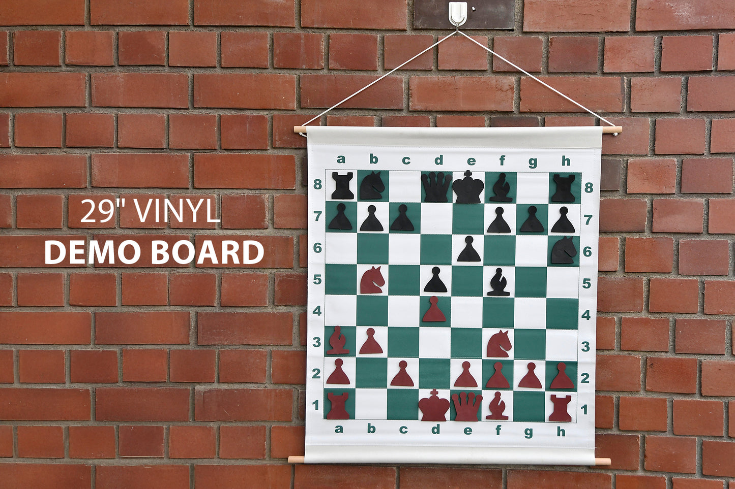 29" Vinyl Chess Demo Board and Magnetic Pieces with Green Deluxe Carrying Bag