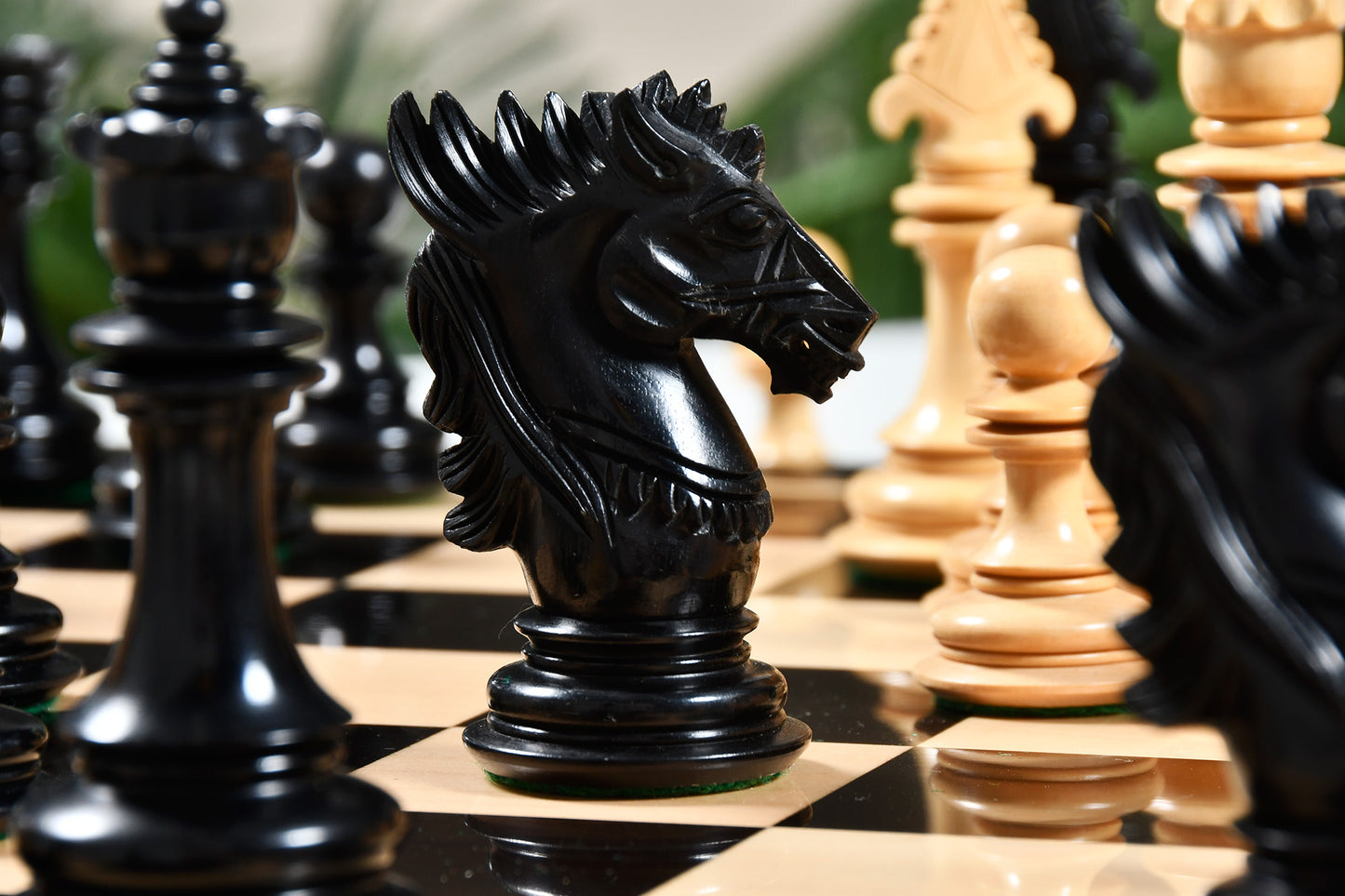 The Dragon Knight Series Wooden Chess Pieces Carved in Ebony / Box Wood - 4.7" King