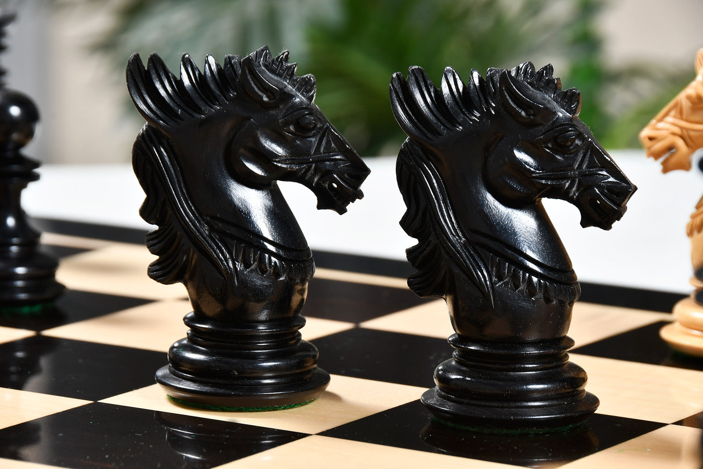 The Dragon Knight Series Wooden Chess Pieces Carved in Ebony / Box Wood - 4.7" King