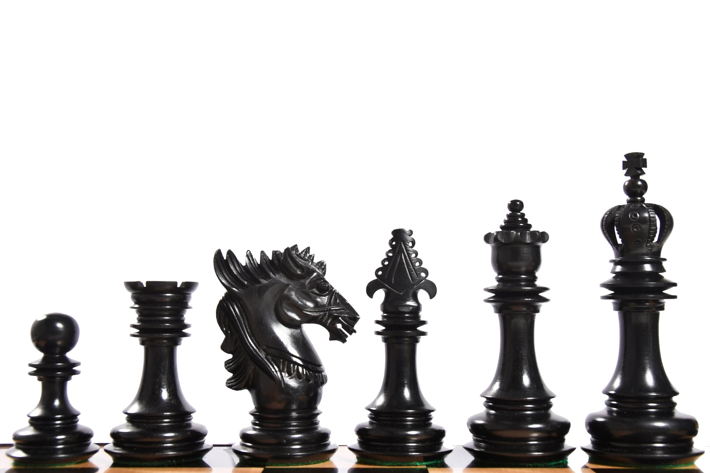 The Dragon Knight Series Wooden Chess Pieces Carved in Ebony / Box Wood - 4.7" King