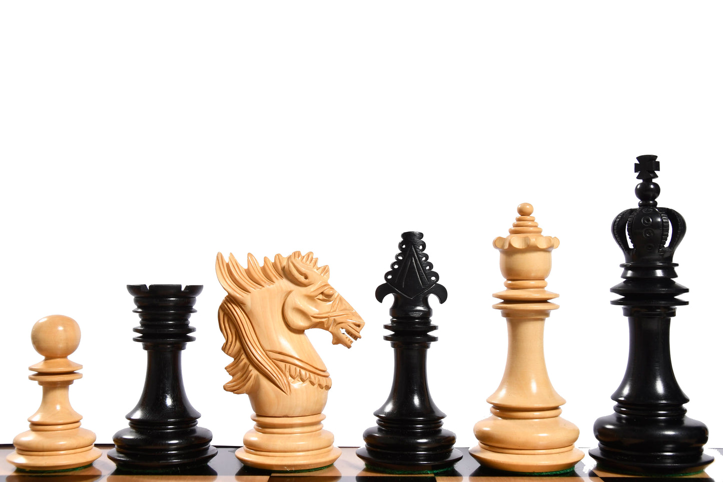 The Dragon Knight Series Wooden Chess Pieces Carved in Ebony / Box Wood - 4.7" King