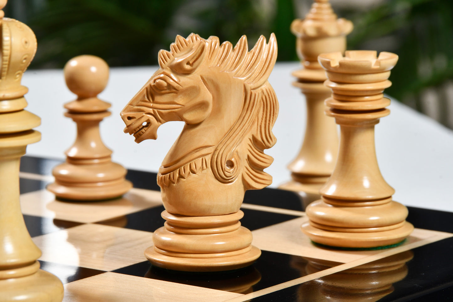 The Dragon Knight Series Wooden Chess Pieces Carved in Ebony / Box Wood - 4.7" King