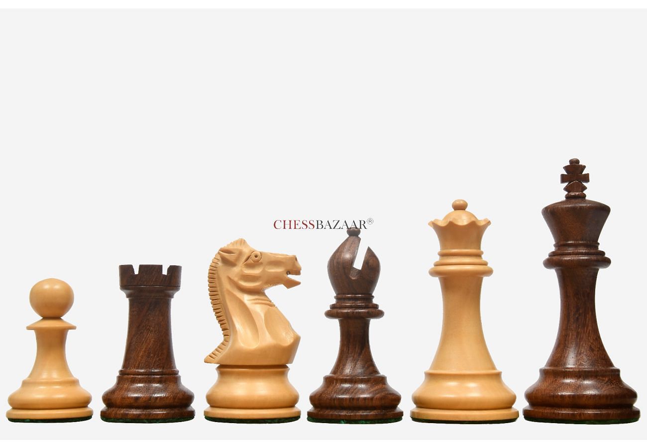 The Professional Series Tournament Staunton Weighted Chess Pieces in Sheesham and Boxwood - 3.8" King