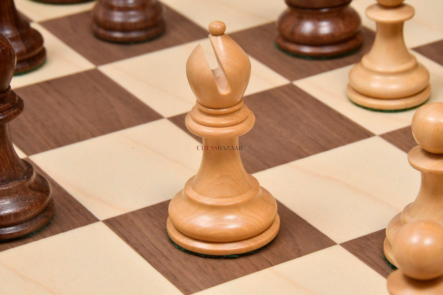 The Professional Series Tournament Staunton Weighted Chess Pieces in Sheesham and Boxwood - 3.8" King