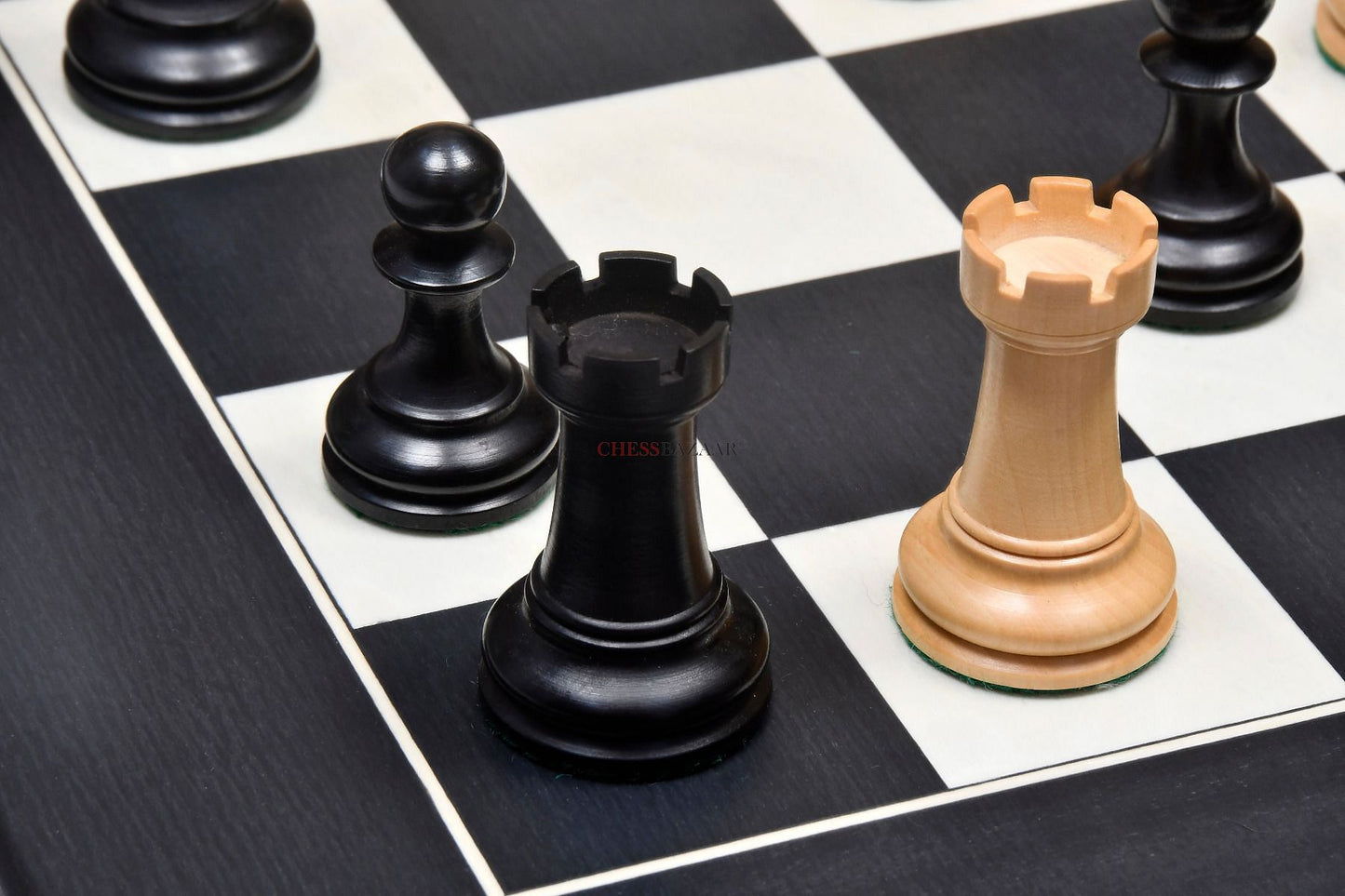 The Professional Series Tournament Staunton Weighted Chess Pieces in Ebonized and Boxwood - 3.8" King