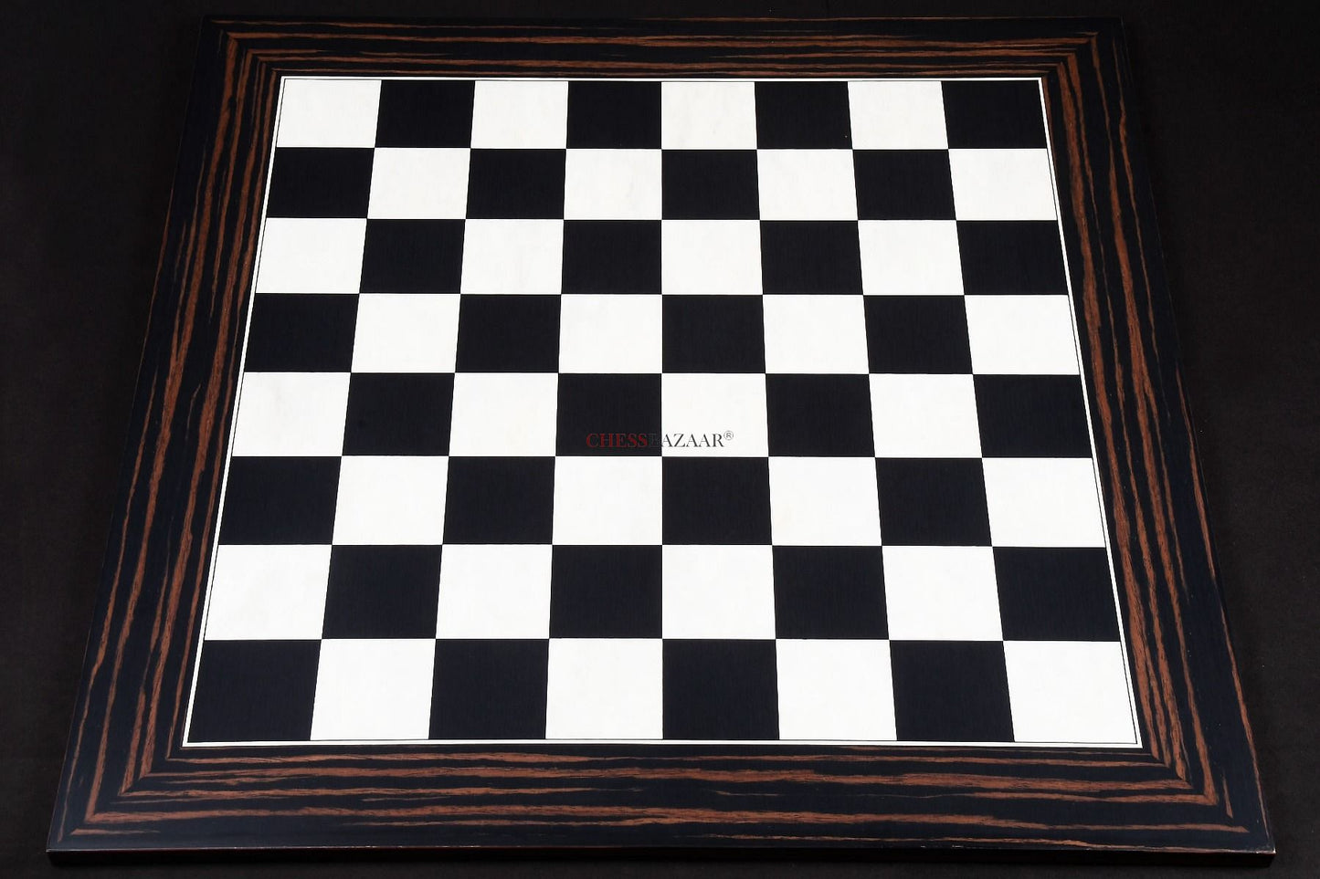 Wooden Deluxe Black Dyed Poplar & White Erable with Matte Finish Chess Board 24" - 60 mm