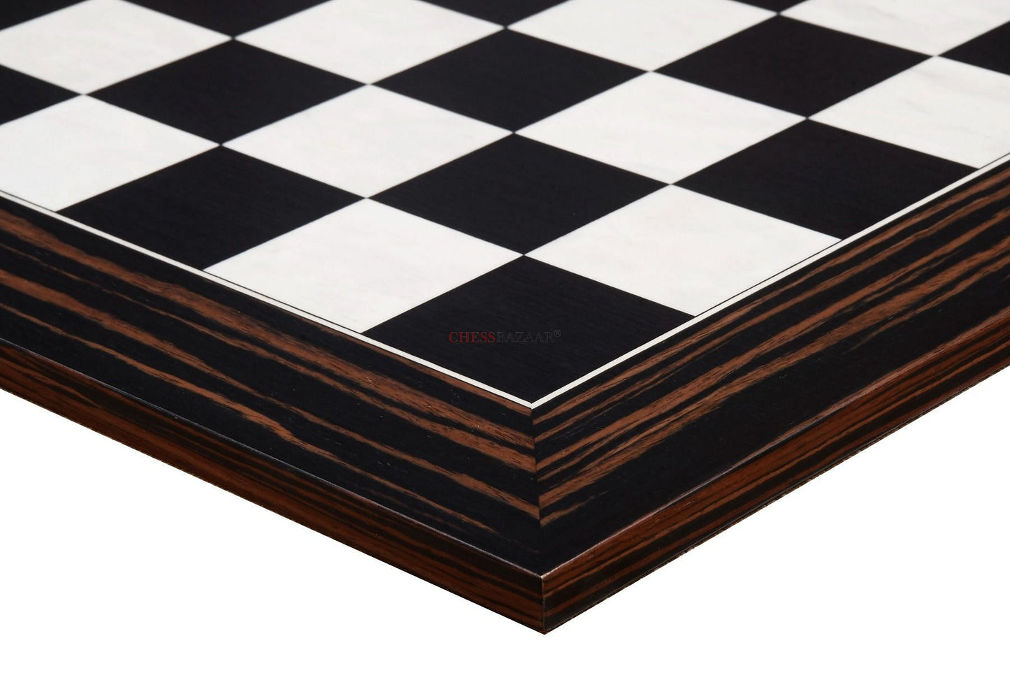 Wooden Deluxe Black Dyed Poplar & White Erable with Matte Finish Chess Board 24" - 60 mm