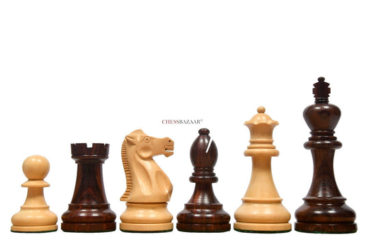 The American Staunton Series Weighted Tournament Chess Pieces in Rosewood & Box Wood - 4.1" King