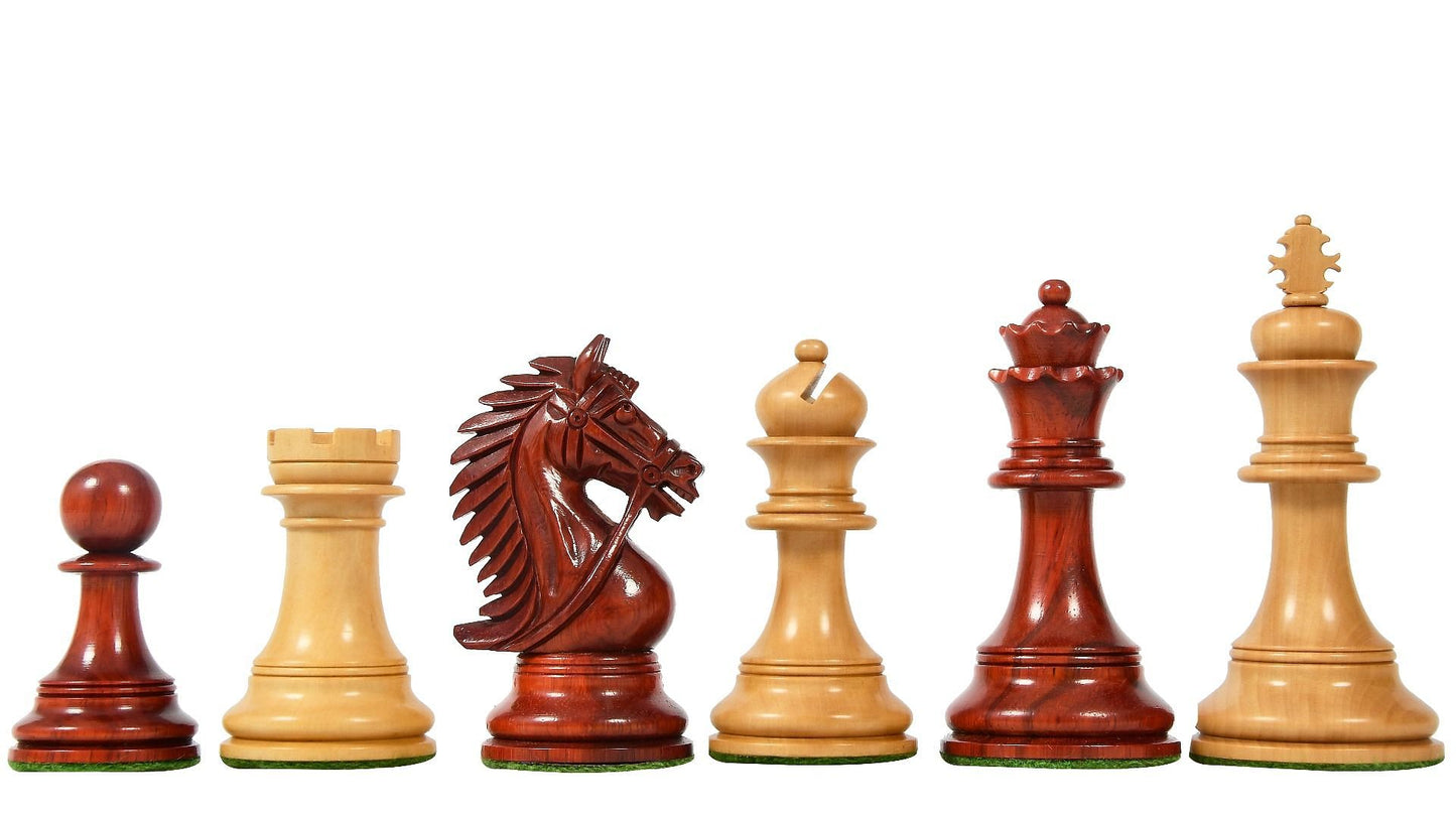 Combo of 2016 Bridle Series Luxury Chess Pieces in Bud Rose / Box Wood - 4.2" King with Wooden Chess Board