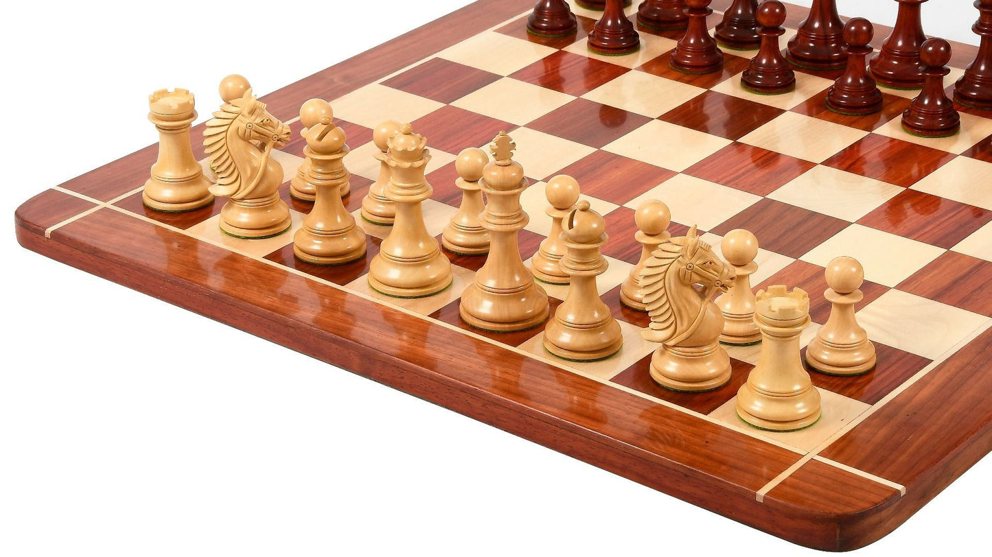 Combo of 2016 Bridle Series Luxury Chess Pieces in Bud Rose / Box Wood - 4.2" King with Wooden Chess Board