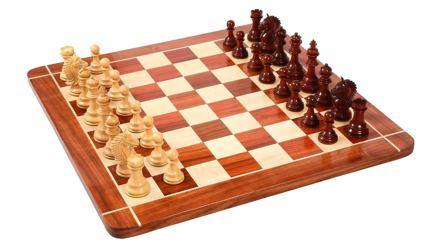 Combo of 2016 Bridle Series Luxury Chess Pieces in Bud Rose / Box Wood - 4.2" King with Wooden Chess Board