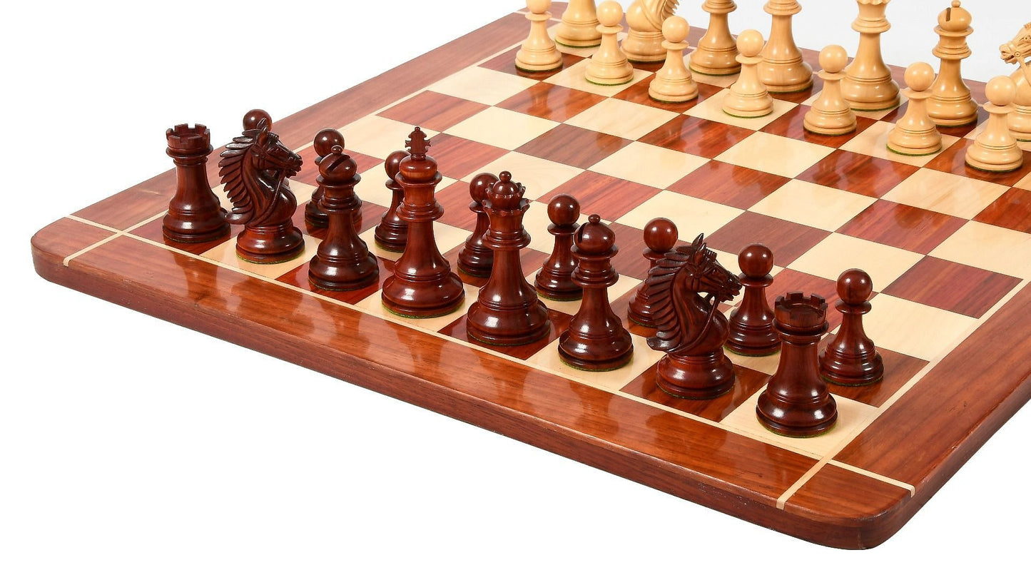 Combo of 2016 Bridle Series Luxury Chess Pieces with Wooden Board in Bud Rose / Box Wood - 4.2" King