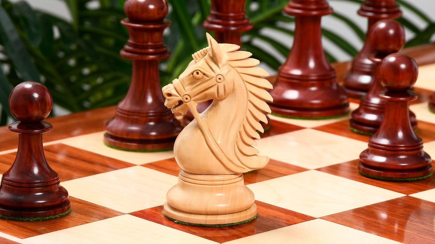 Combo of 2016 Bridle Series Luxury Chess Pieces in Bud Rose / Box Wood - 4.2" King with Wooden Chess Board