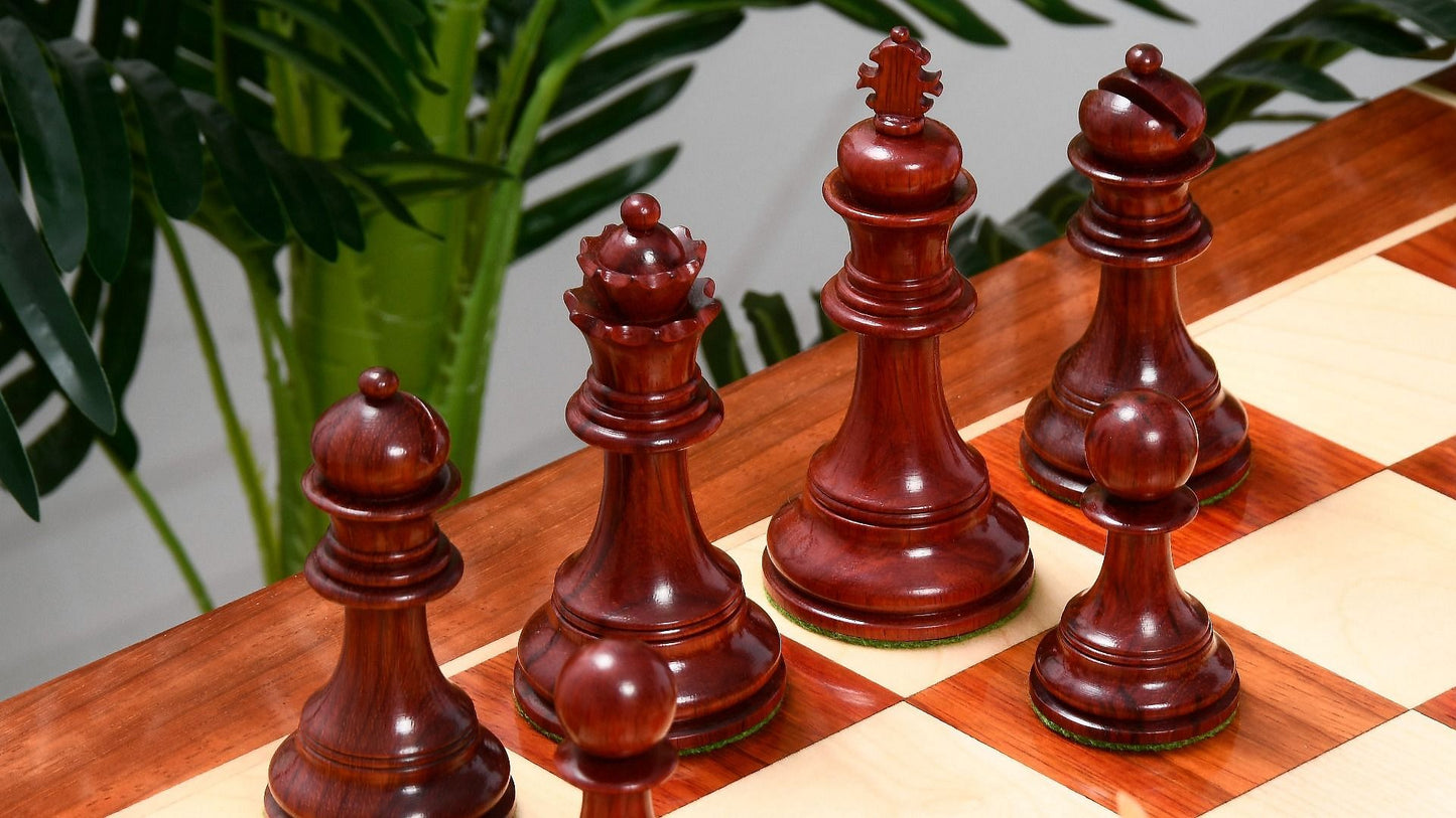 Combo of 2016 Bridle Series Luxury Chess Pieces in Bud Rose / Box Wood - 4.2" King with Wooden Chess Board