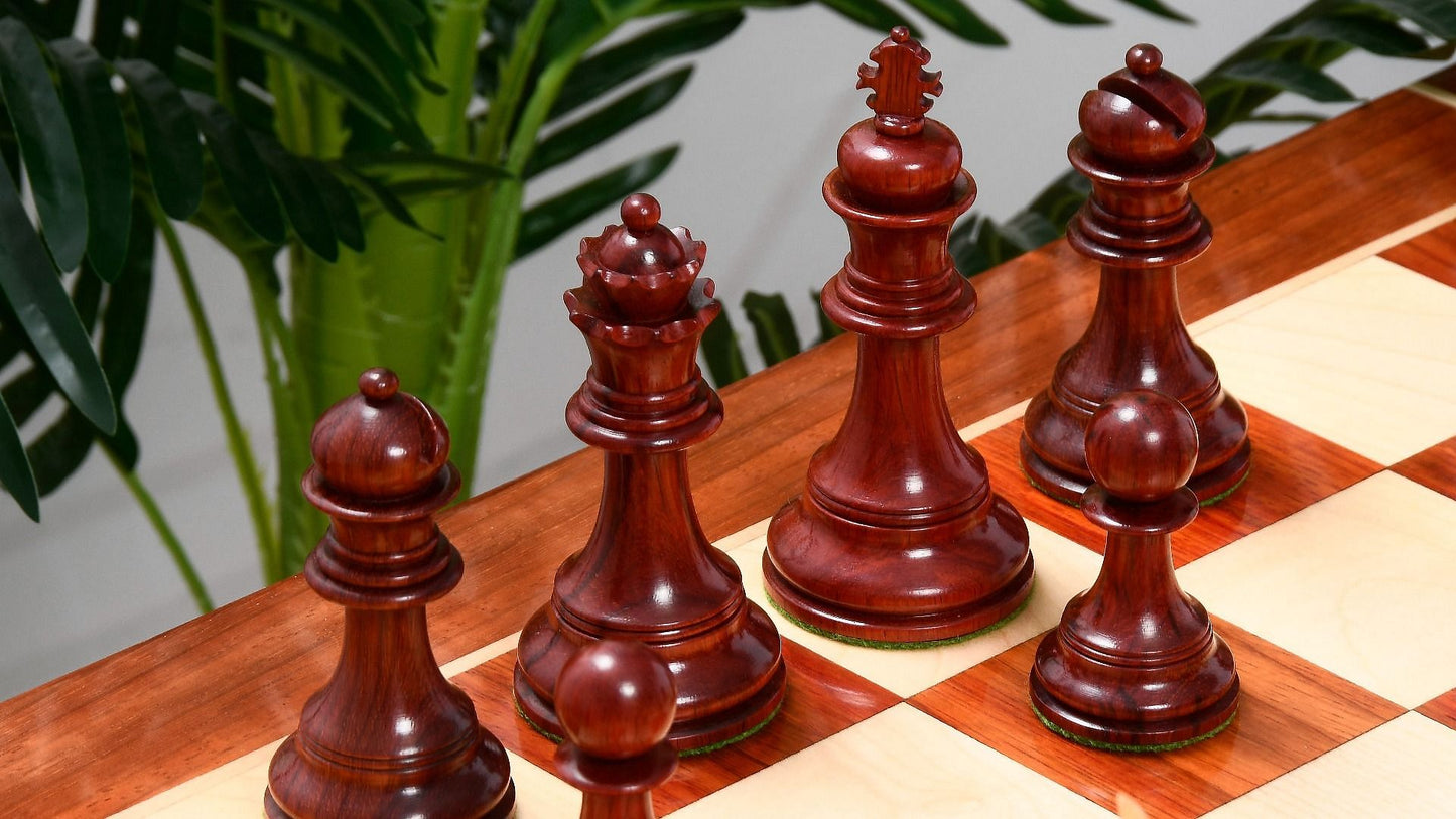 Combo of 2016 Bridle Series Luxury Chess Pieces with Wooden Board in Bud Rose / Box Wood - 4.2" King