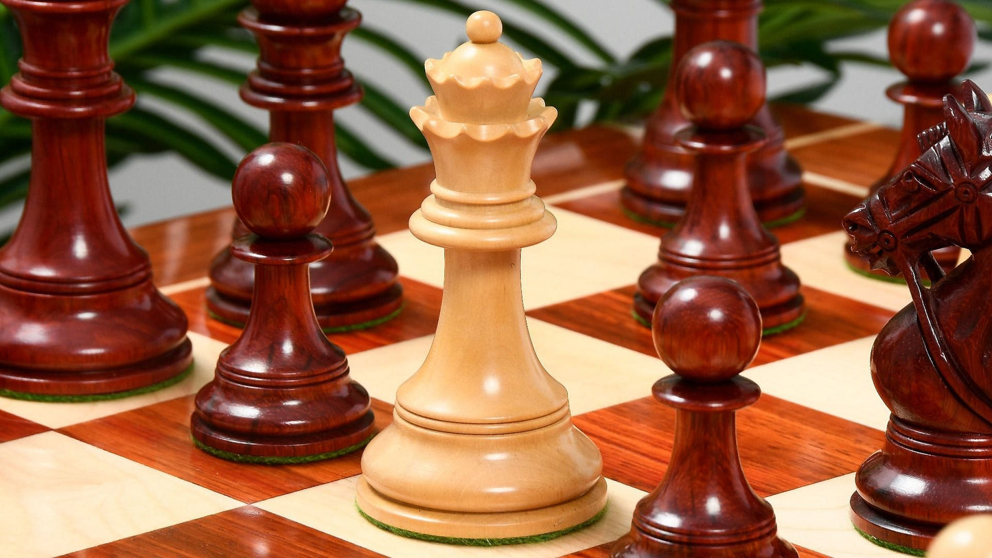 Combo of 2016 Bridle Series Luxury Chess Pieces in Bud Rose / Box Wood - 4.2" King with Wooden Chess Board