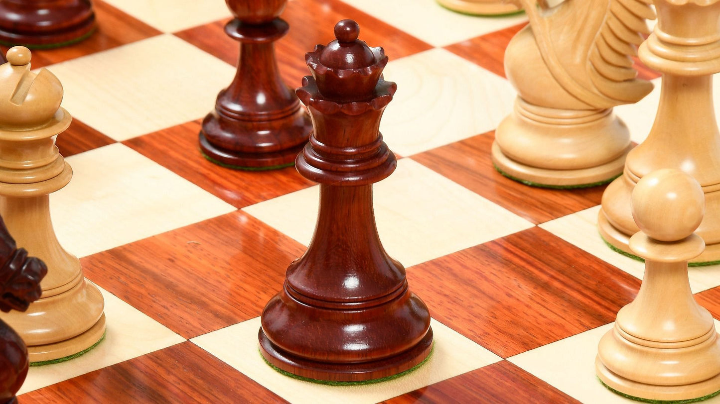 Combo of 2016 Bridle Series Luxury Chess Pieces in Bud Rose / Box Wood - 4.2" King with Wooden Chess Board