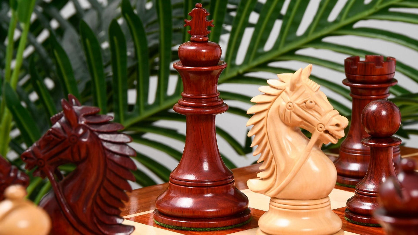 Combo of 2016 Bridle Series Luxury Chess Pieces in Bud Rose / Box Wood - 4.2" King with Wooden Chess Board