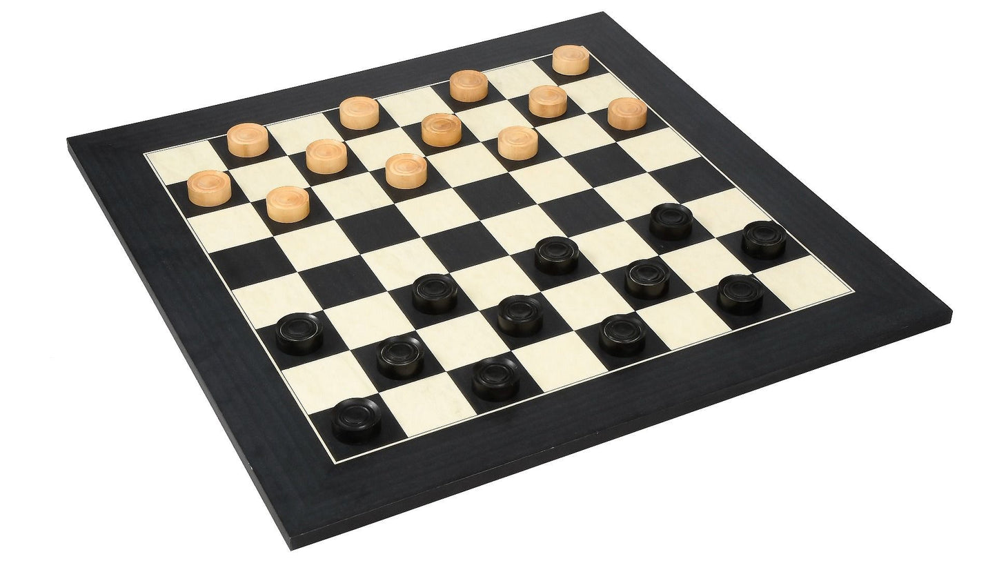 Wooden Checkers / Draught Set in Stained Dyed Boxwood & Natural Box wood - 35mm