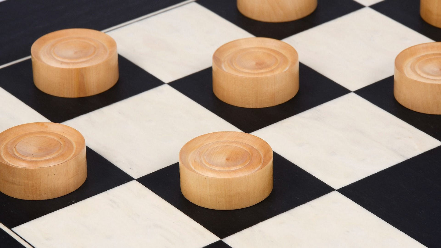 Wooden Checkers / Draught Set in Stained Dyed Boxwood & Natural Box wood - 35mm