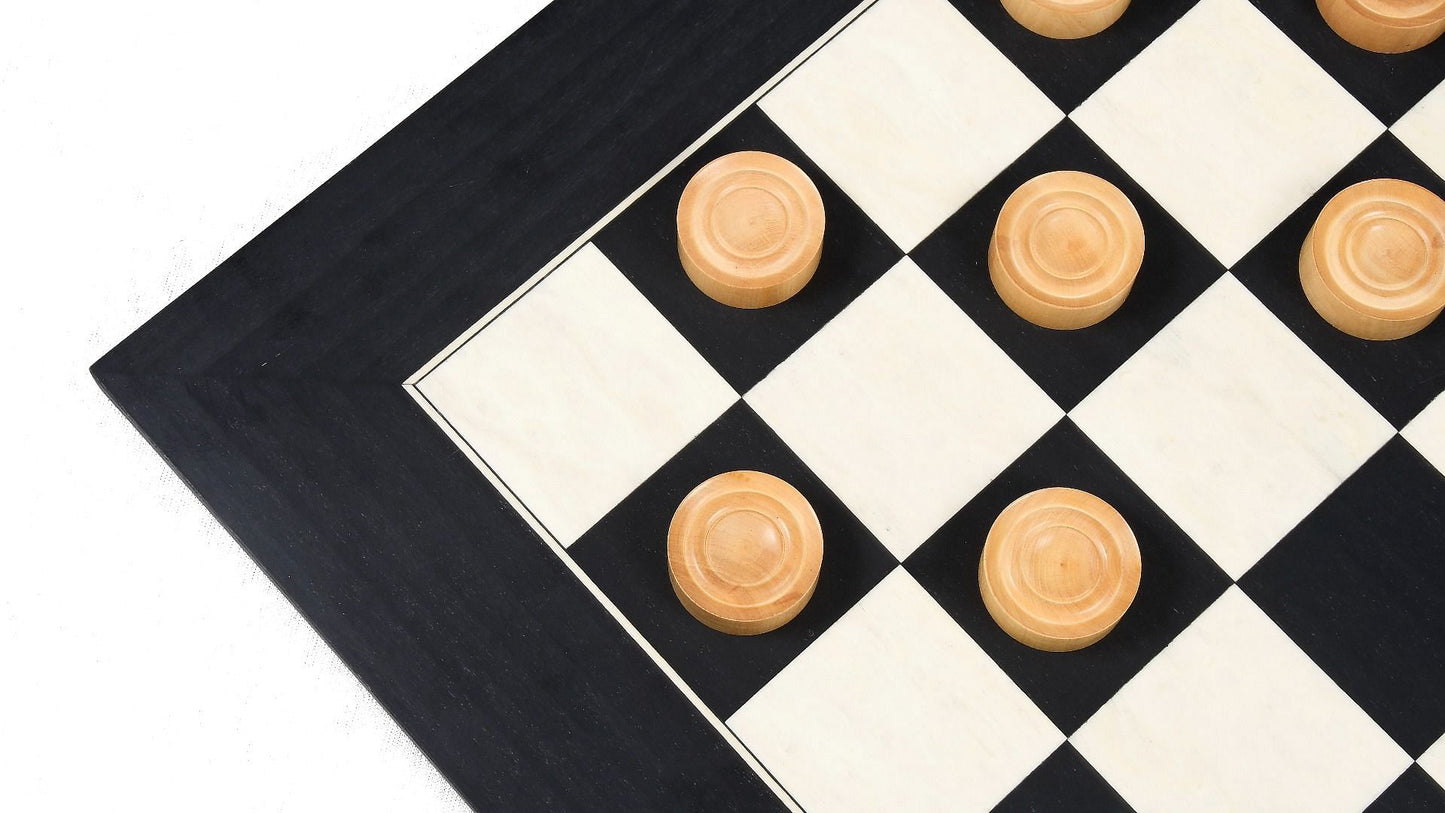 Wooden Checkers / Draught Set in Stained Dyed Boxwood & Natural Box wood - 35mm