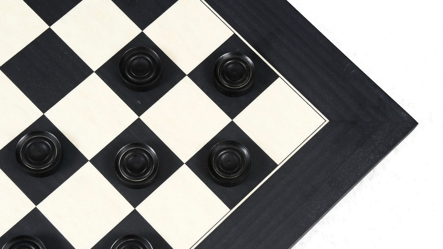 Wooden Checkers / Draught Set in Stained Dyed Boxwood & Natural Box wood - 35mm