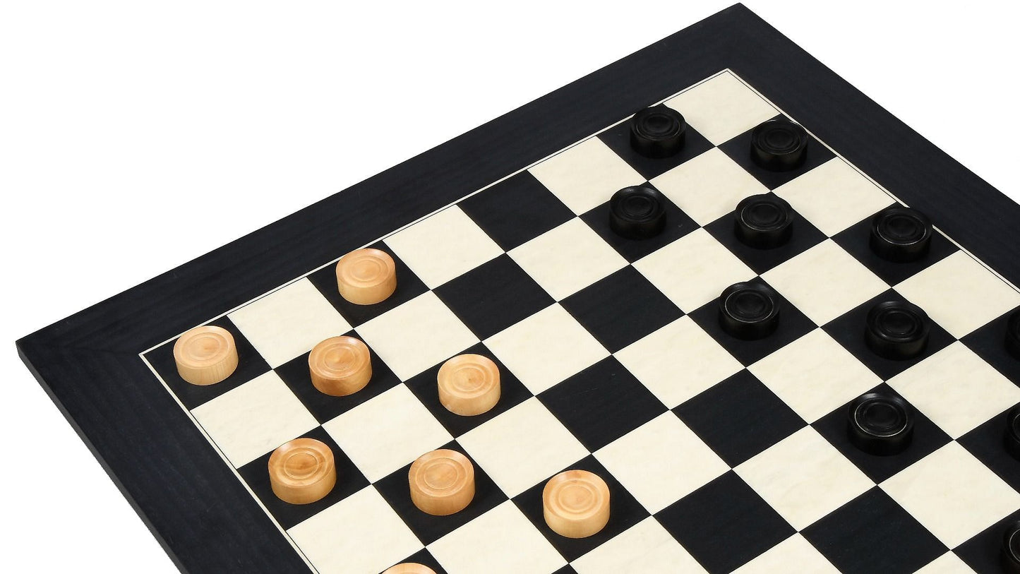 Wooden Checkers / Draught Set in Stained Dyed Boxwood & Natural Box wood - 35mm