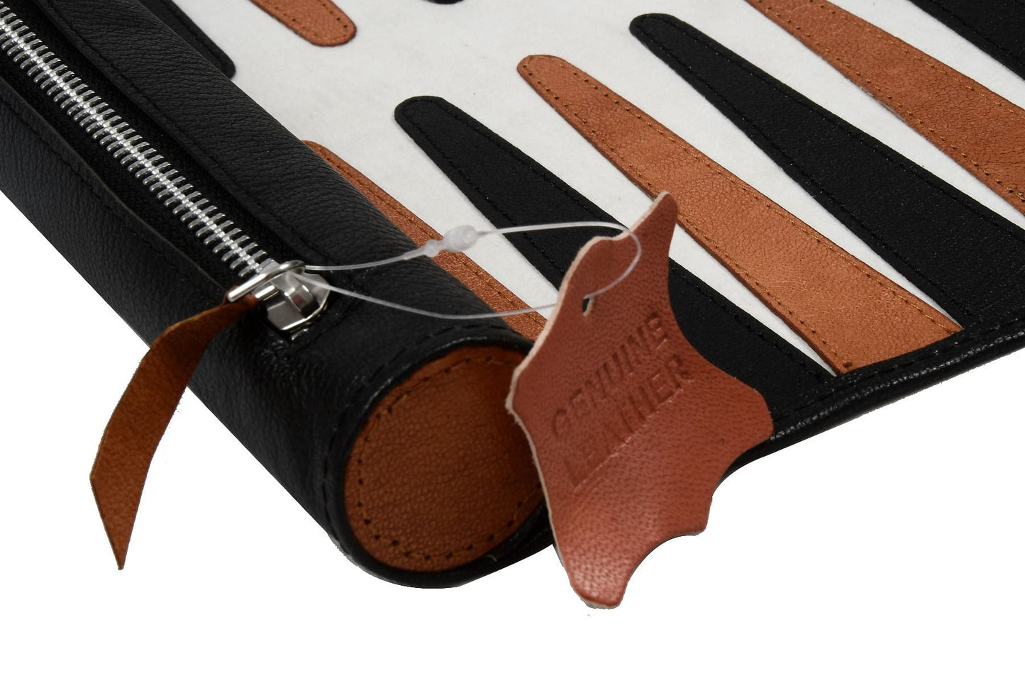 Genuine Leather Roll-up Backgammon Set in Black & Brown Color