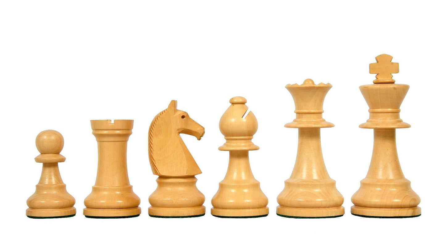 Reproduced 90s French Chavet Championship Tournament Chess Pieces V2.0 in Ebonized / Box Wood - 3.6" King