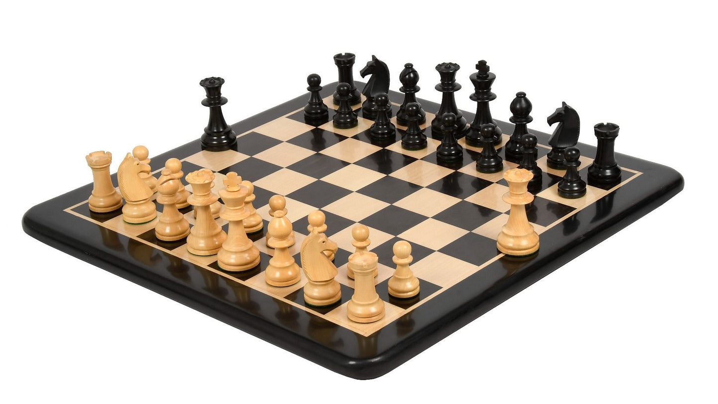 Reproduced 90s French Chavet Championship Tournament Chess Pieces V2.0 in Ebonized / Box Wood - 3.6" King