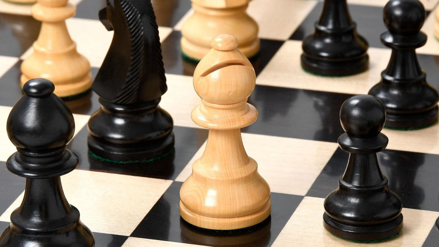 Reproduced 90s French Chavet Championship Tournament Chess Pieces V2.0 in Ebonized / Box Wood - 3.6" King