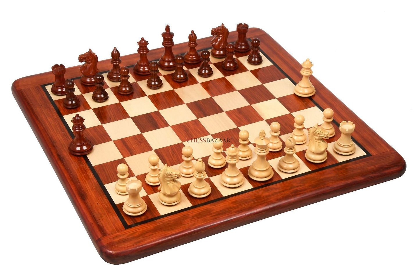 Fierce Knight Staunton Series Wooden Weighted Chess Pieces in Bud Rose & Box Wood - 3.0" King
