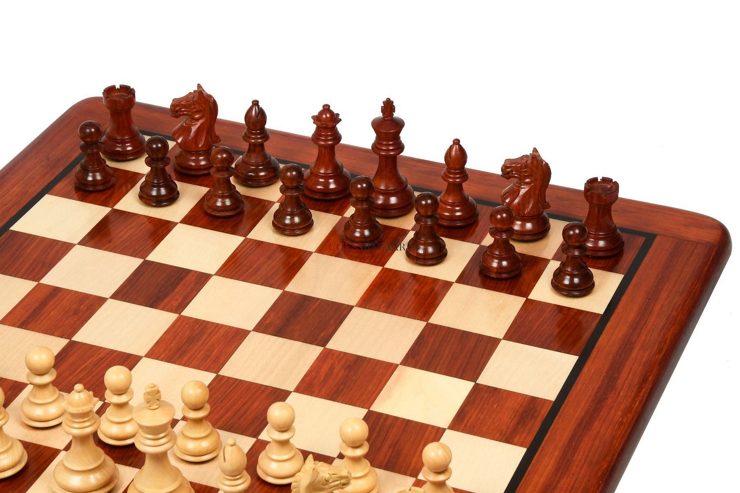 Fierce Knight Staunton Series Wooden Weighted Chess Pieces in Bud Rose & Box Wood - 3.0" King