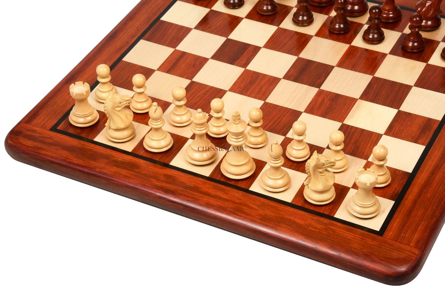Fierce Knight Staunton Series Wooden Weighted Chess Pieces in Bud Rose & Box Wood - 3.0" King