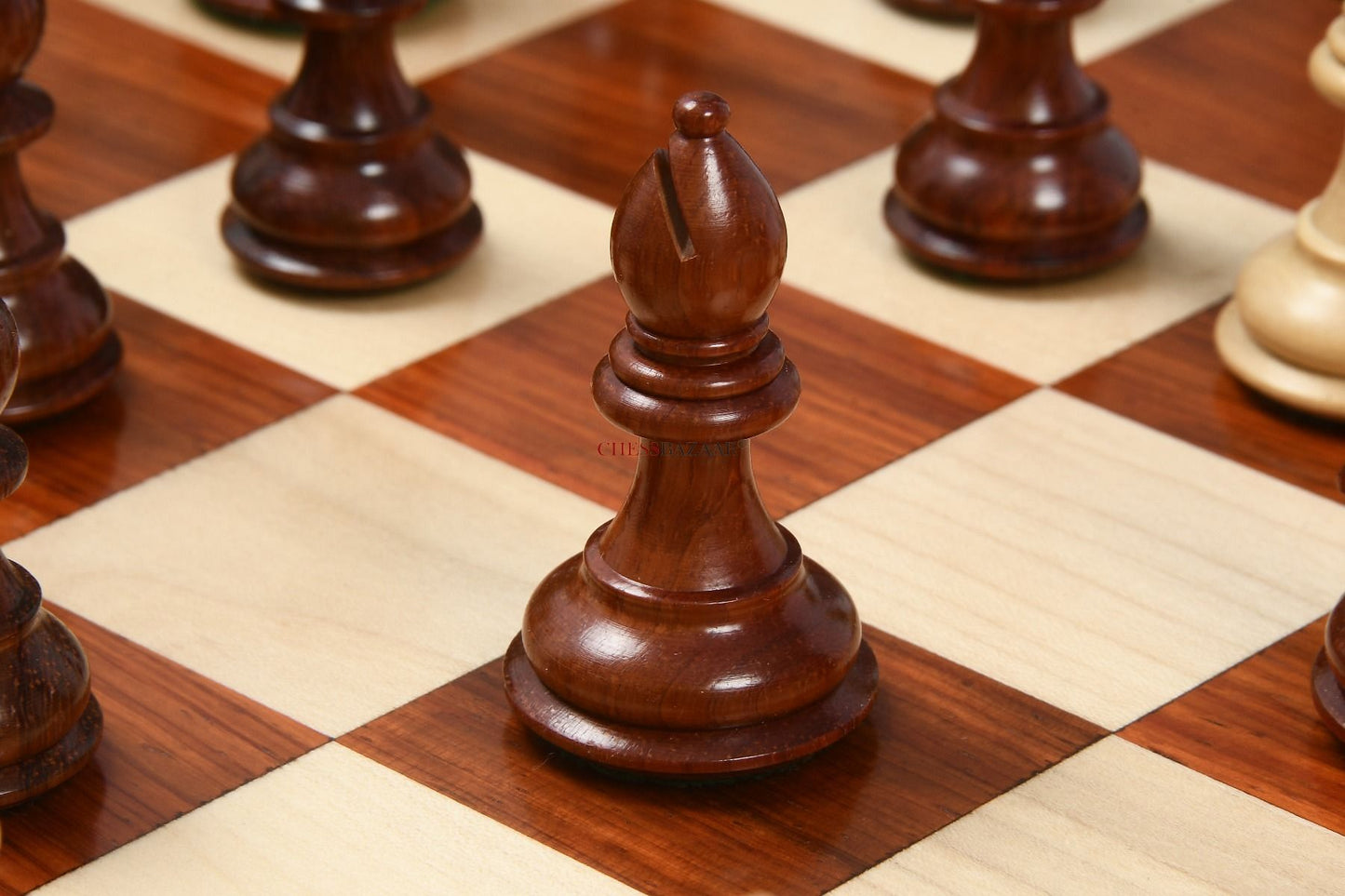 Fierce Knight Staunton Series Wooden Weighted Chess Pieces in Bud Rose & Box Wood - 3.0" King