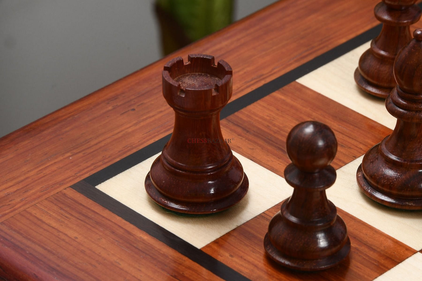Fierce Knight Staunton Series Wooden Weighted Chess Pieces in Bud Rose & Box Wood - 3.0" King