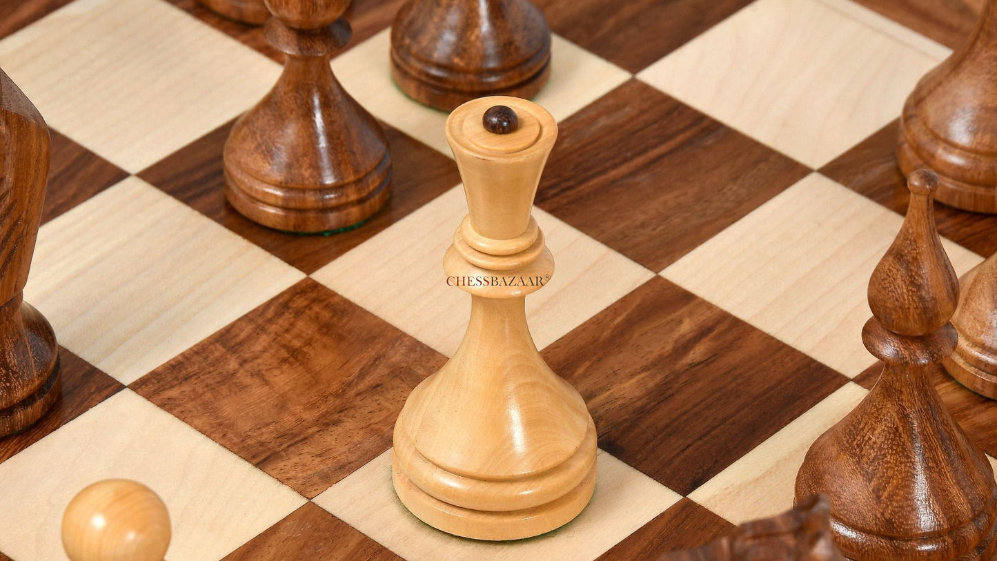 Reproduced 1961 Soviet Championship Baku Chess Pieces in Sheesham / Box wood - 4" King