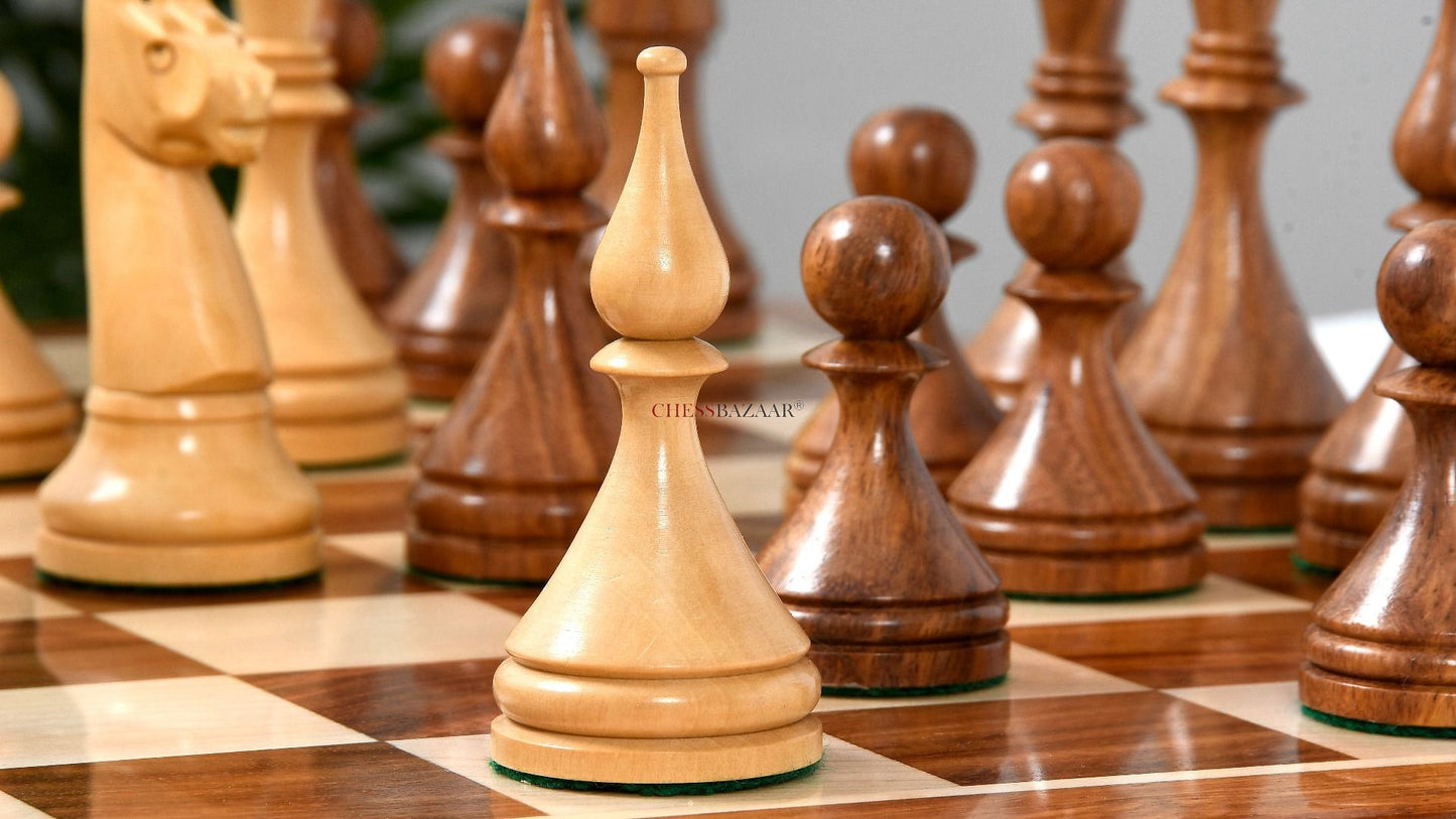 Reproduced 1961 Soviet Championship Baku Chess Pieces in Sheesham / Box wood - 4" King