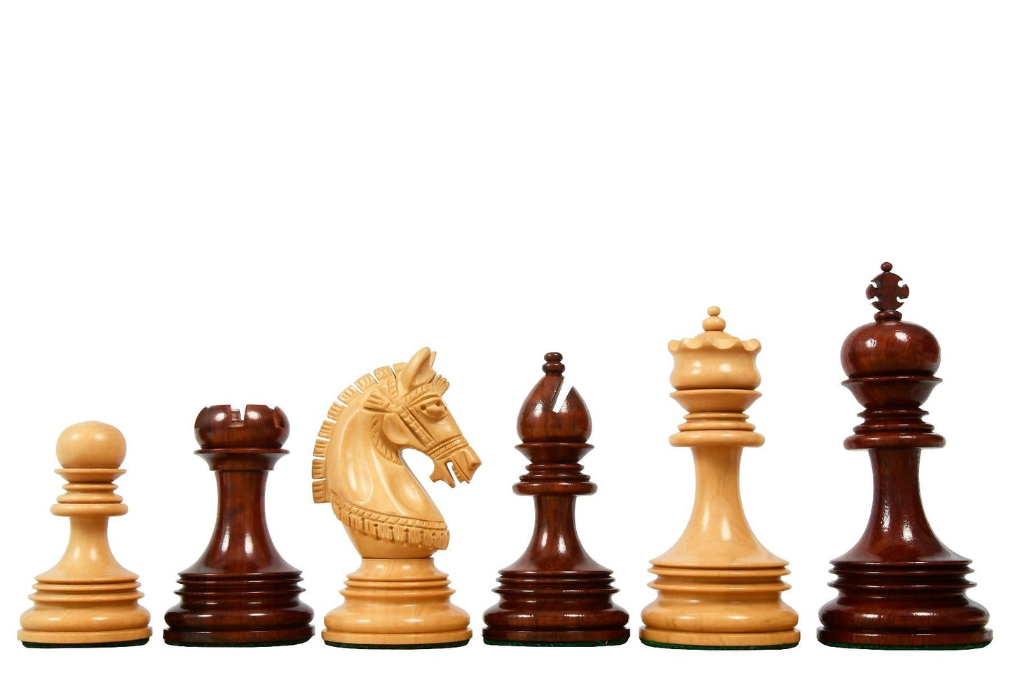 Combo of Indian Chetak II Customized Staunton Chess Set in Bud Rose / Box Wood with Bud Rosewood Chess Board - 4.2" King