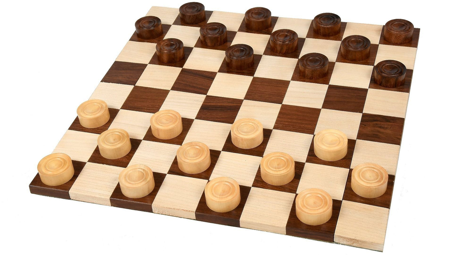 Wooden Checkers / Draught Set in Sheesham & Box wood - 30mm