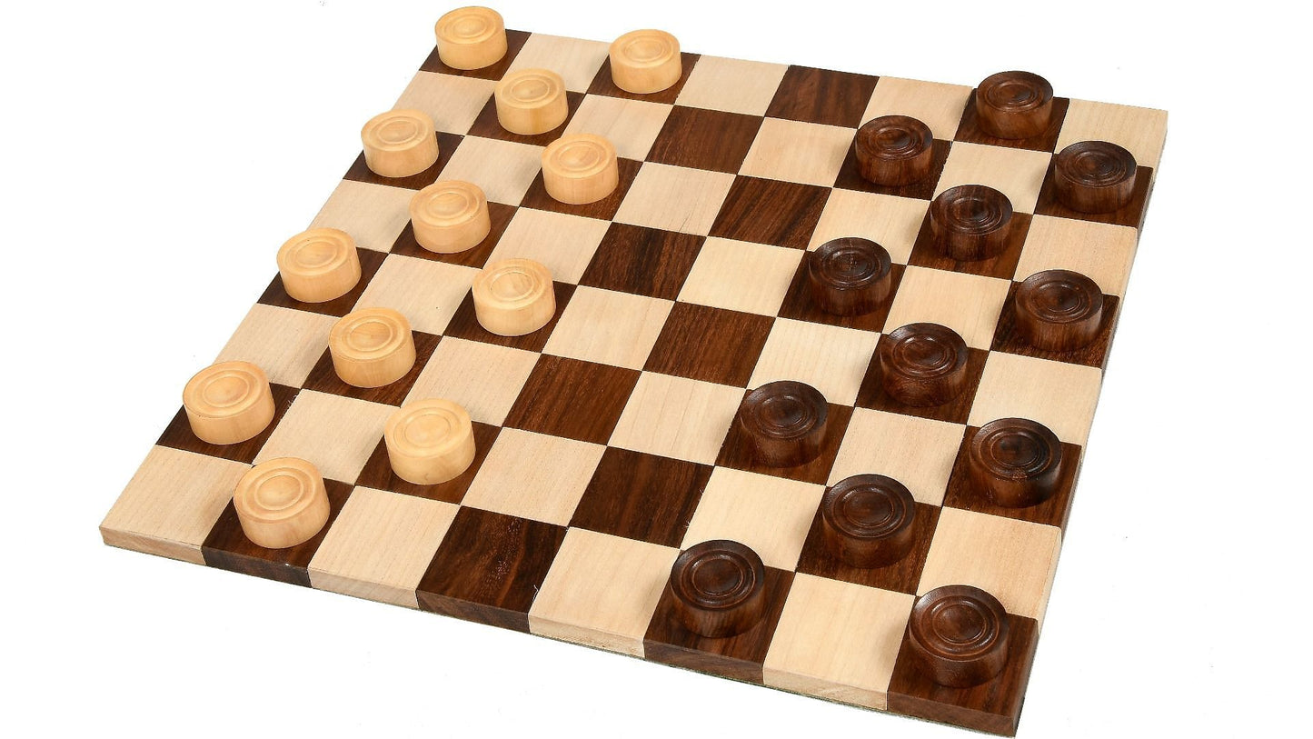 Wooden Checkers / Draught Set in Sheesham & Box wood - 30mm