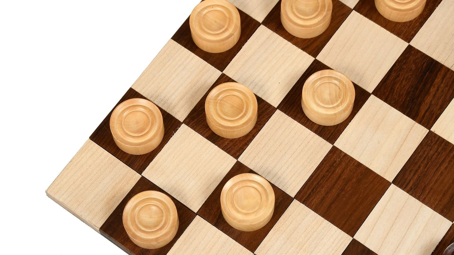 Wooden Checkers / Draught Set in Sheesham & Box wood - 30mm