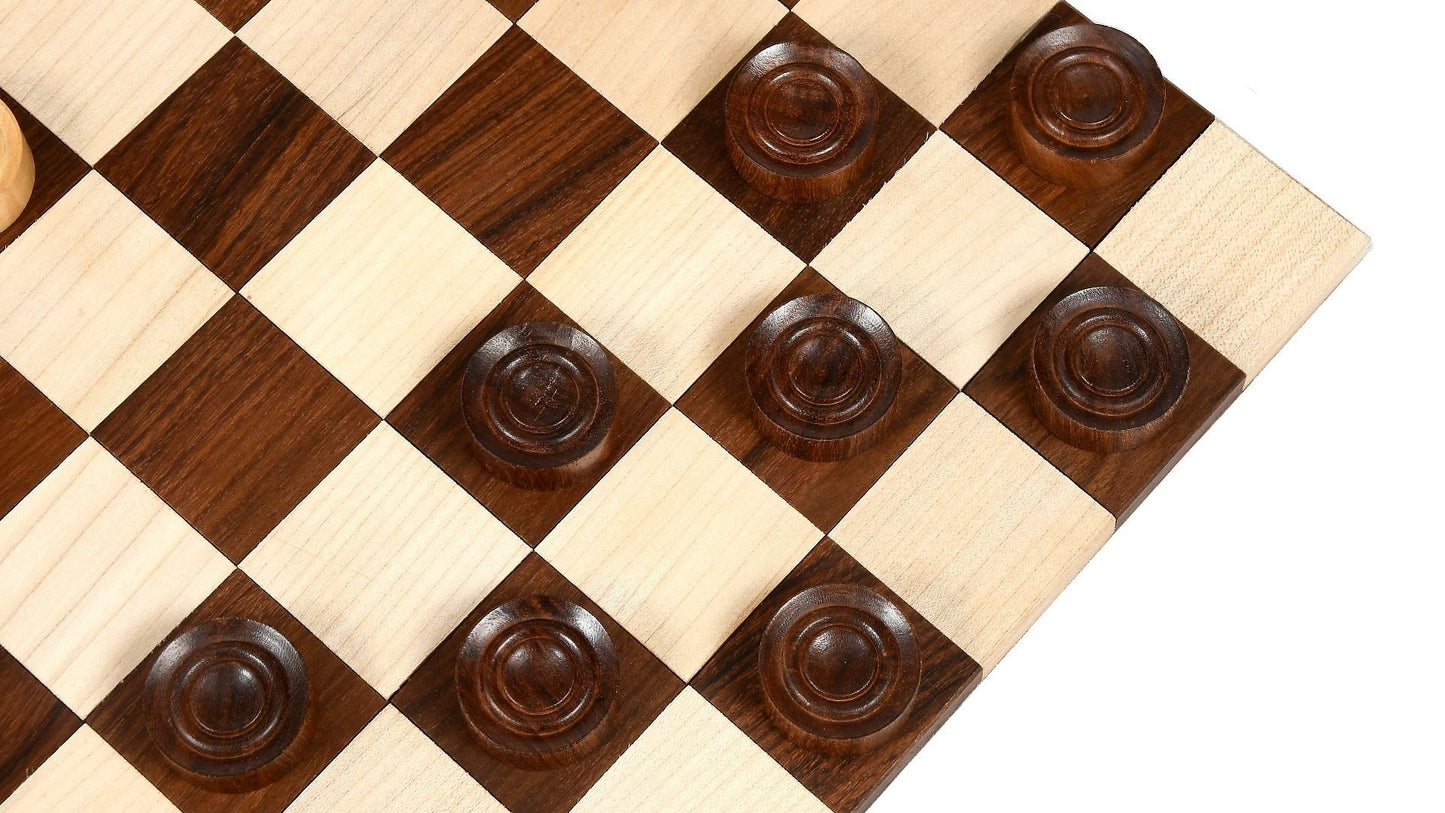 Wooden Checkers / Draught Set in Sheesham & Box wood - 30mm