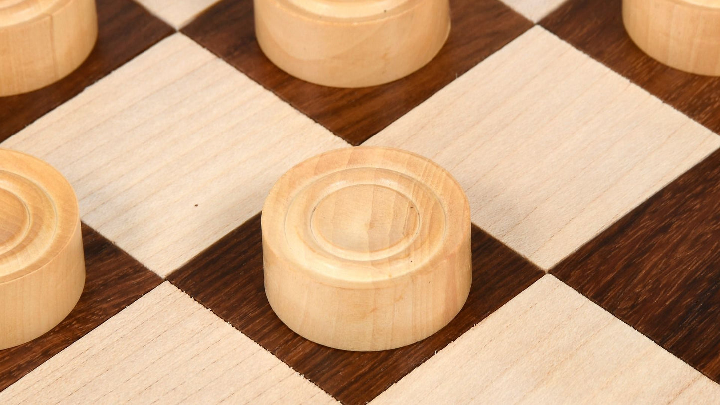 Wooden Checkers / Draught Set in Sheesham & Box wood - 30mm