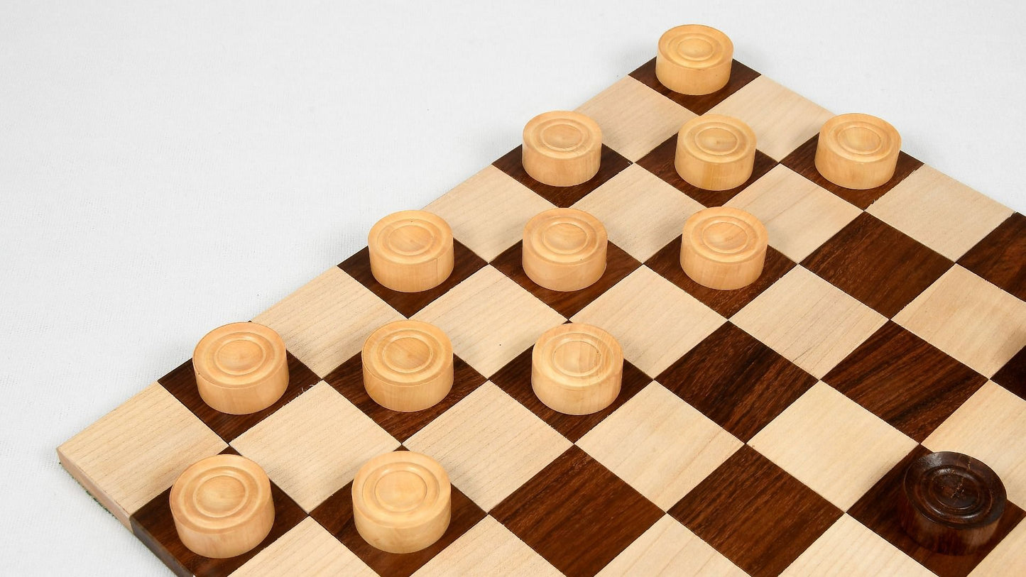 Wooden Checkers / Draught Set in Sheesham & Box wood - 30mm