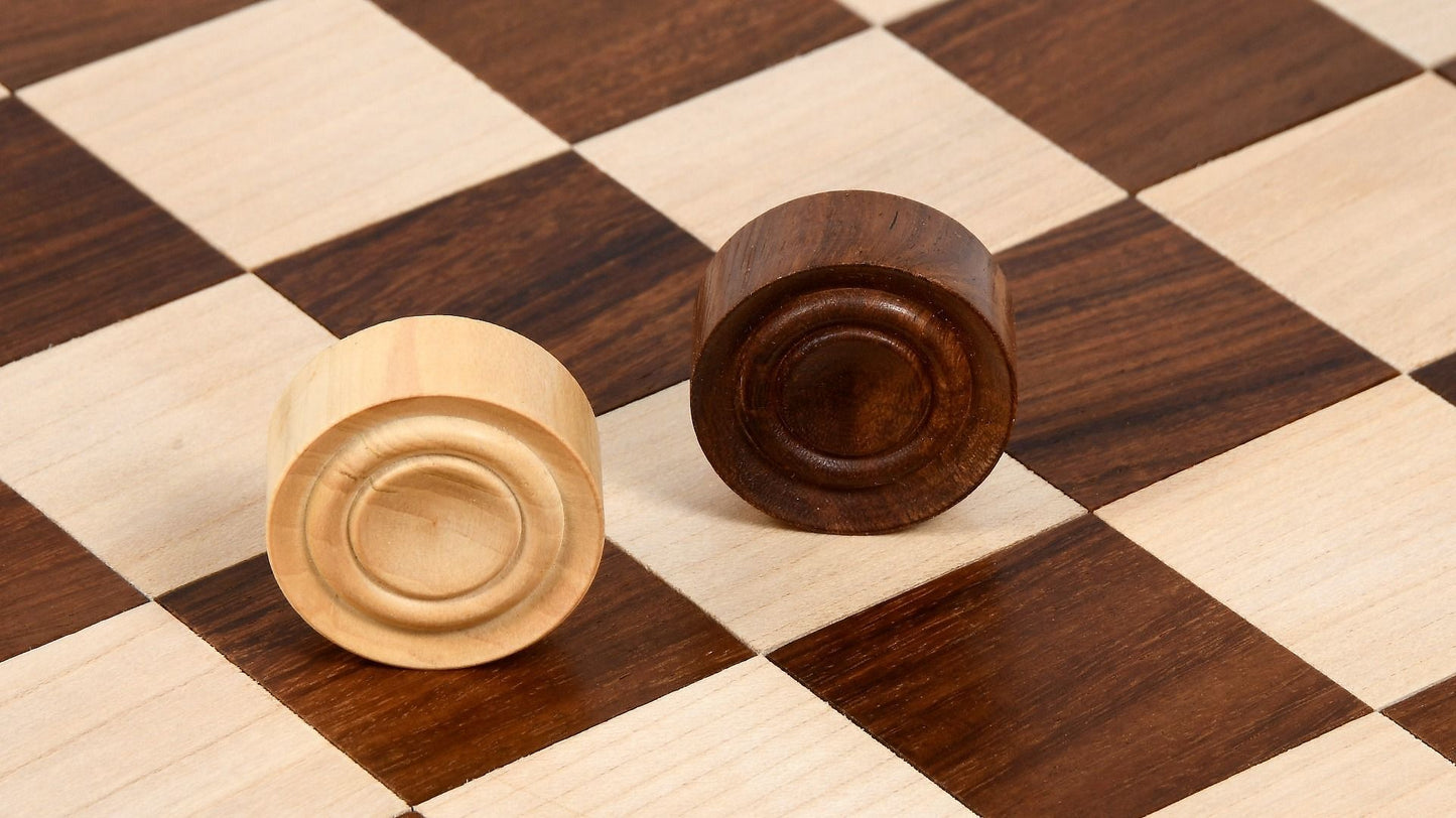 Wooden Checkers / Draught Set in Sheesham & Box wood - 30mm