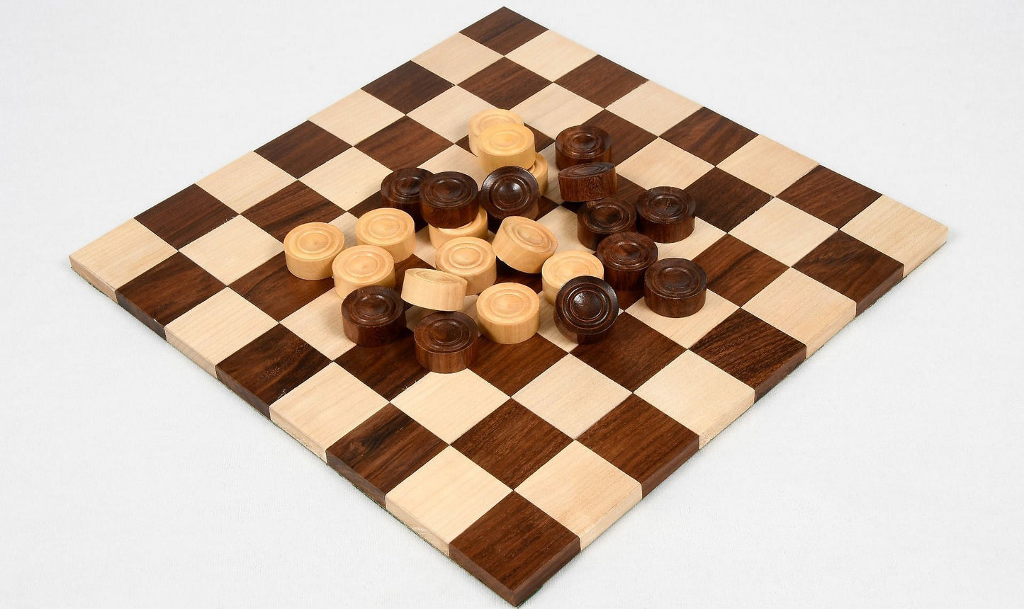 Wooden Checkers / Draught Set in Sheesham & Box wood - 30mm