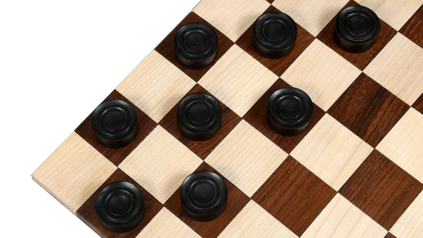 Wooden Checkers / Draught Set in Stained Dyed Boxwood & Natural Box wood - 30mm