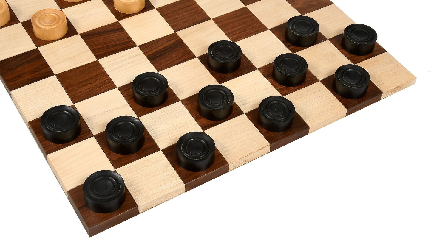 Wooden Checkers / Draught Set in Stained Dyed Boxwood & Natural Box wood - 30mm